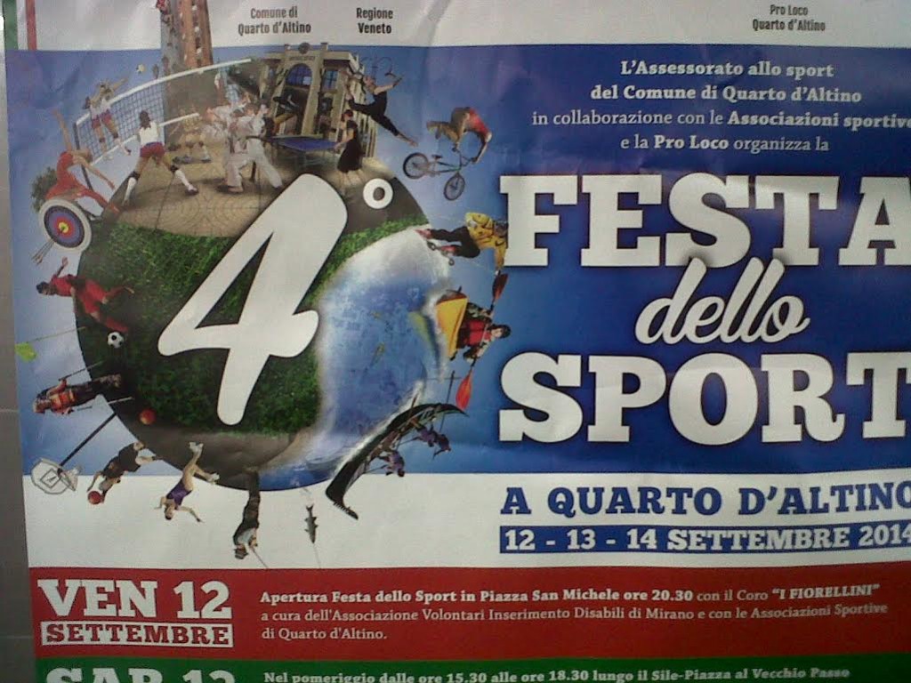 AL VIA LA QUARTA EDIZIONE DELLA FESTA DELLO SPORT A QUARTO D’ALTINO