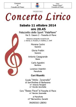 SABATO 11 OTTOBRE LA LIRICA VA DI SCENA A FOSSALTA DI PIAVE