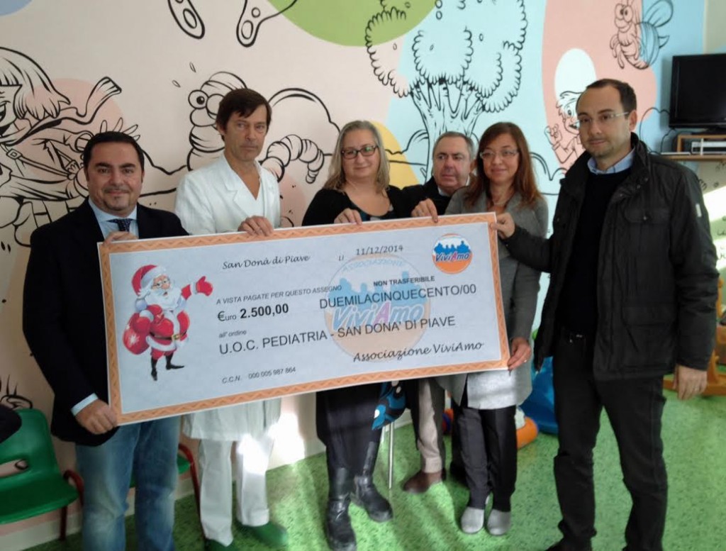 ASSOCIAZIONE “VIVIAMO”, RACCOLTI 2500 EURO PER LA PEDIATRIA DI SAN DONA’