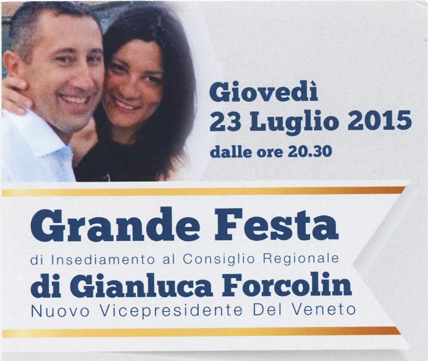 GRANDE FESTA PER L’INSEDIAMENTO AL CONSIGLIO REGIONALE DI GIANLUCA FORCOLIN