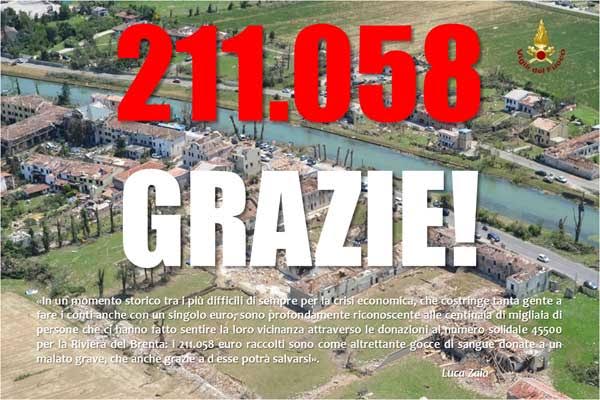 TORNADO RIVIERA DEL BRENTA, IL RINGRAZIAMENTO DI LUCA ZAIA A CHI HA CONTRIBUITO ATTRAVERSO IL NUMERO SOLIDALE