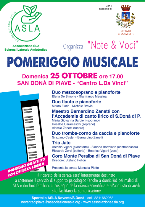 NOTE E VOCI, CONCERTI A SOSTEGNO DEI MALATI DI SLA