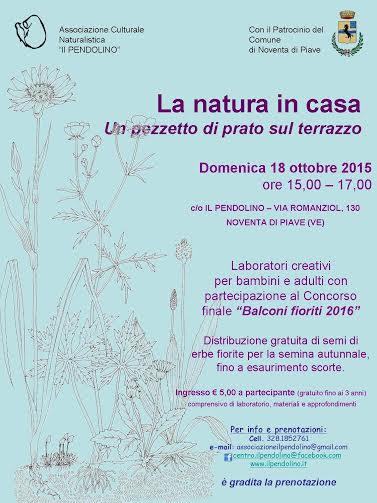 “LA NATURA IN CASA” LABORATORI CREATIVI PER BAMBINI E ADULTI