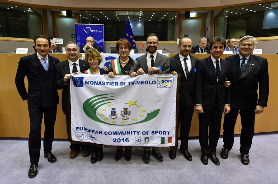 BANDIERA UFFICIALE DI COMUNITA’ EUROPEA DELLO SPORT PER MEOLO E MONASTIER