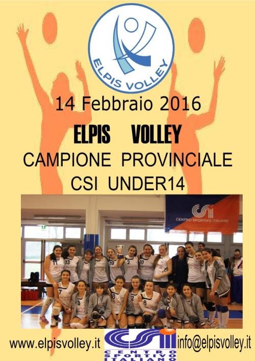 MEOLO ELPIS VOLLEY CAMPIONE PROVINCIALE CSI UNDER 14