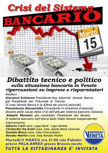 JESOLO: SERATA INFORMATIVA SULLA “CRISI DEL SISTEMA BANCARIO”