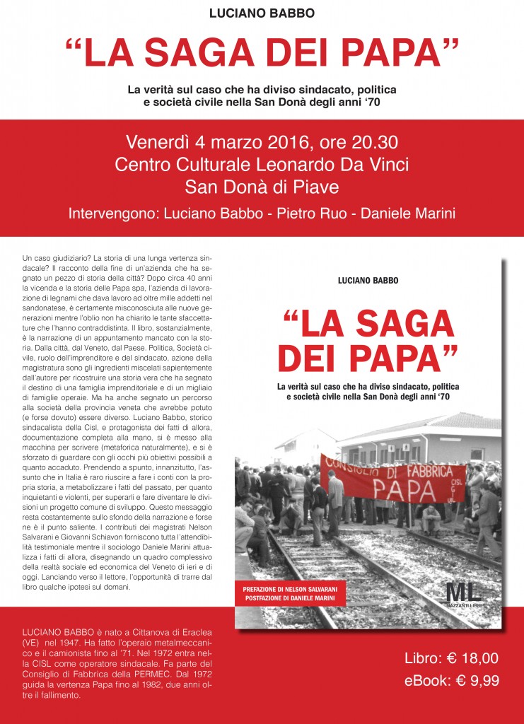 PRESENTAZIONE LIBRO “LA SAGA DEI PAPA” DI LUCIANO BABBO