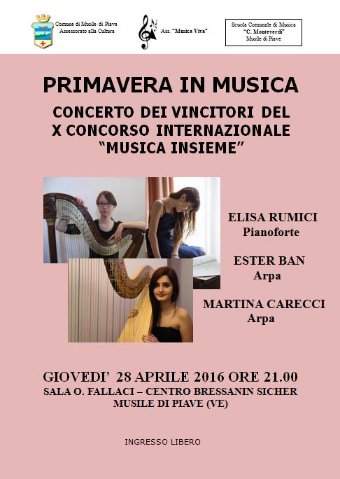 PRIMAVERA IN MUSICA: IL CONCERTO DEI VINCITORI DELLA X EDIZIONE DI MUSICA INSIEME