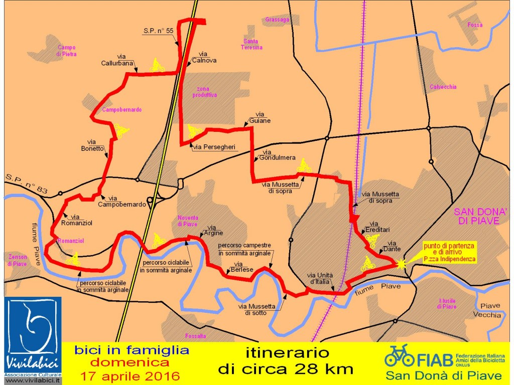 CICLOMANIFESTAZIONE DA TREVISO A QUARTO D’ALTINO A CURA DEL COORDINAMENTO FIAB DEL VENETO