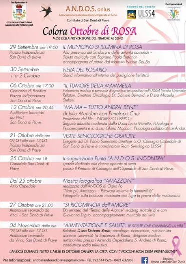 A.N.D.O.S COLORA OTTOBRE DI ROSA PER LA SECONDA EDIZIONE 2017