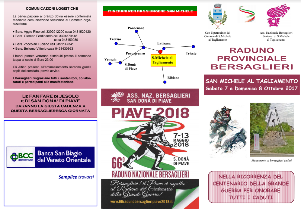 NELLA RICORRENZA DEL CENTENARIO DELLA GRANDE GUERRA IL RADUNO PROVINCIALE BERSAGLIERI PER ONORARE I CADUTI