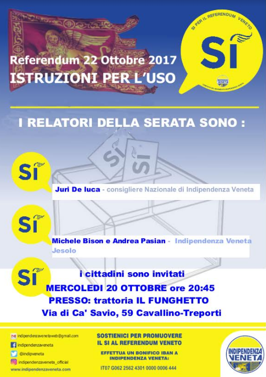 ALLA TRATTORIA “IL FUNGHETTO” DI CAVALLINO L’INCONTRO PER IL SI’ AL REFERENDUM