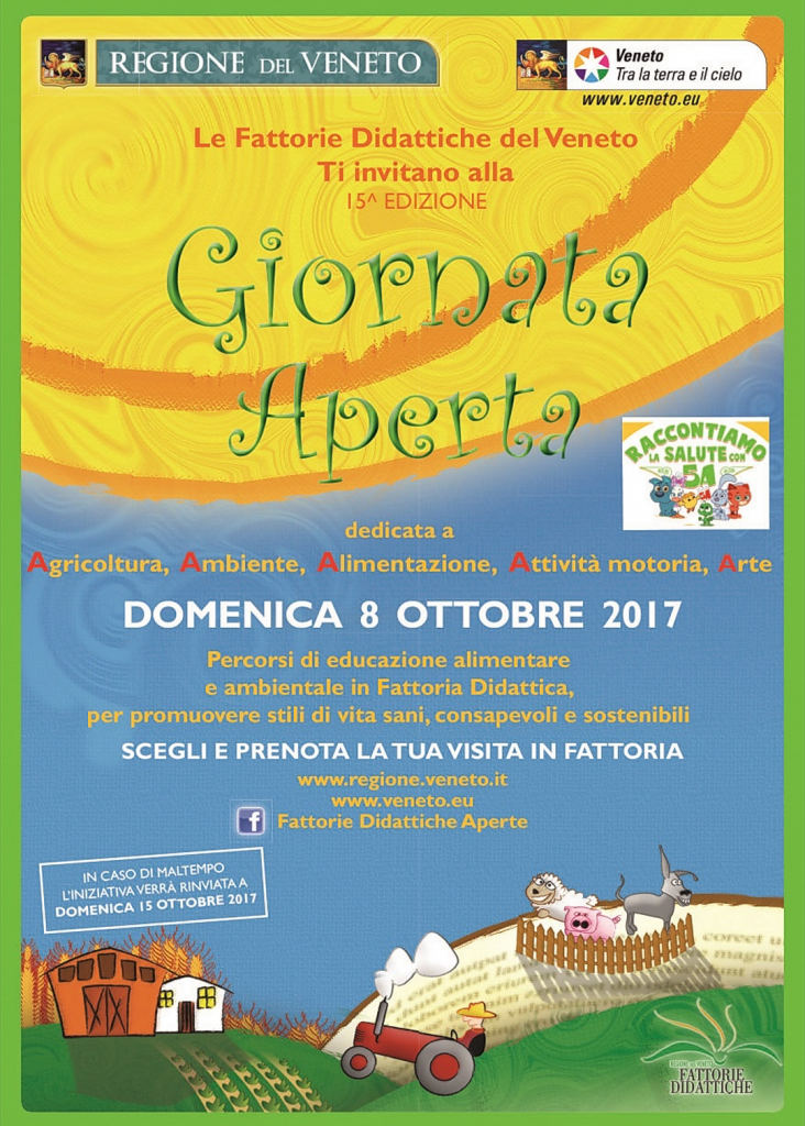 FATTORIE DIDATTICHE: OPEN-DAY DOMENICA 8 OTTOBRE, VISITE GRATUITE PRENOTABILI IN 124 AZIENDE VENETE