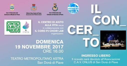 IL CENTRO DI AIUTO ALLA VITA E IL CORO PJ CHOIR LAB ORGANIZZANO “IL CONCERTO” ALL’ASTRA