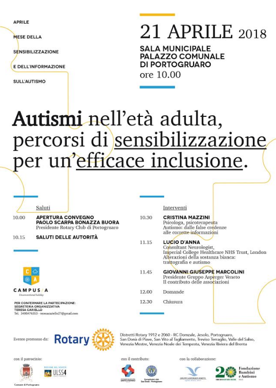 A PORTOGRUARO IL CONVEGNO SUGLI AUTISMI NELL’ETA’ ADULTA