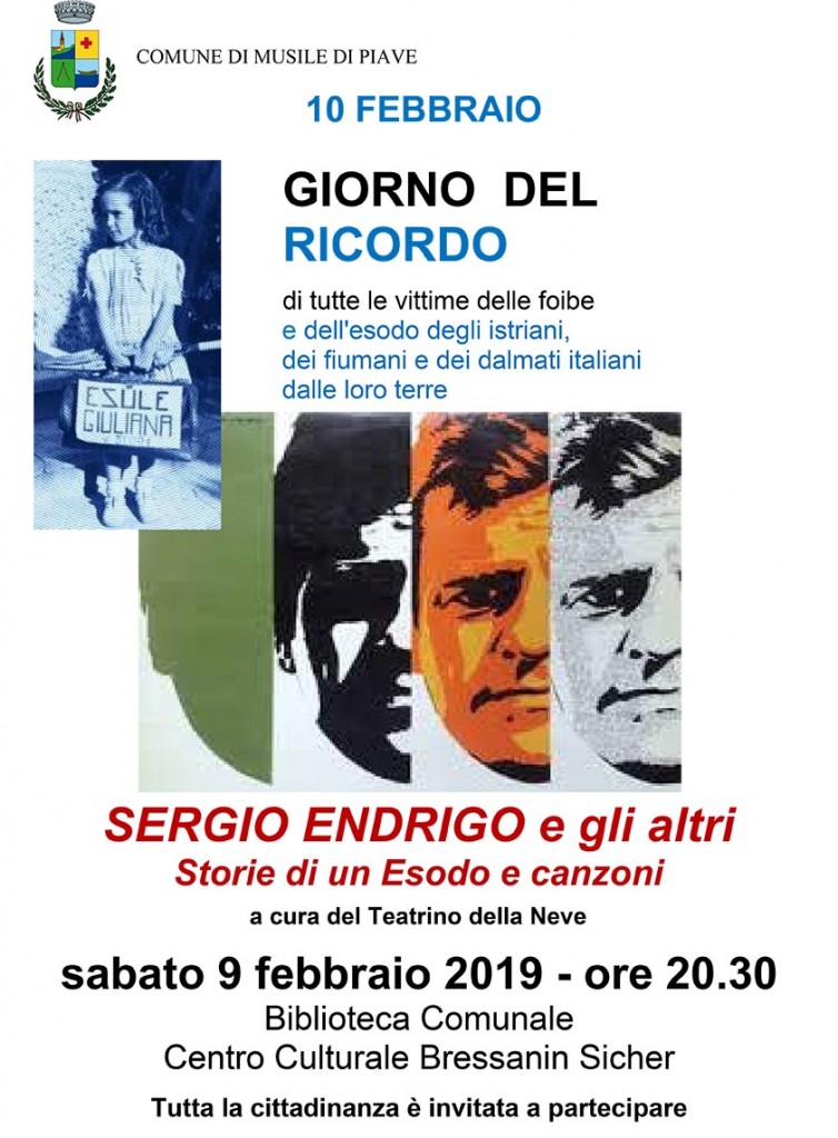 GIORNO DEL RICORDO: A MUSILE LA STORIA DI SERGIO ENDRIGO