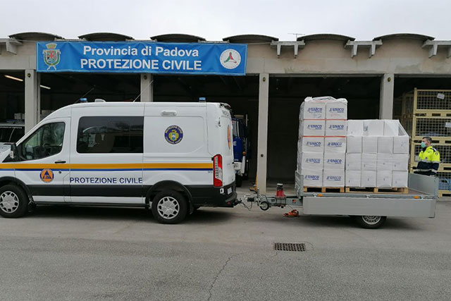 CORONAVIRUS. PARTITI VERSO LE PROVINCE DEL VENETO I PRIMI CONTINGENTI DI MASCHERINE