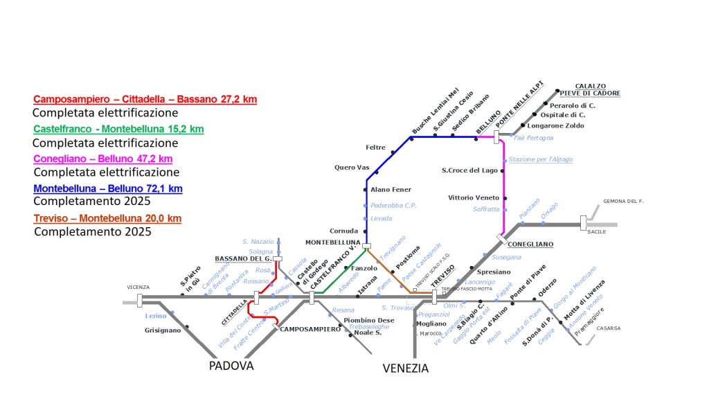 “CONCLUSI I LAVORI RFI, CON L’ORARIO ESTIVO DA VENEZIA A BELLUNO SENZA CAMBIO E SU LINEA COMPLETAMENTE ELETTRIFICATA”