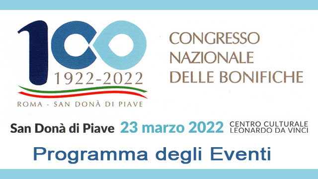 PROGRAMMA CENTENARIO CONGRESSO NAZIONALE DELLE BONIFICHE