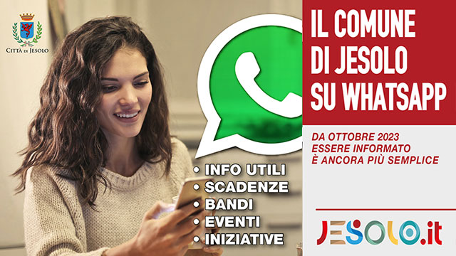 COMUNICAZIONE, AL VIA IL CANALE WHATSAPP DEL COMUNE DI JESOLO