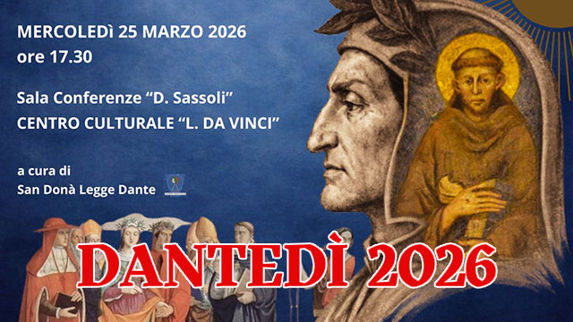 “NACQUE AL MONDO UN SOLE”: LETTURA DANTESCA PER IL DANTEDÌ 2026 A SAN DONÀ DI PIAVE