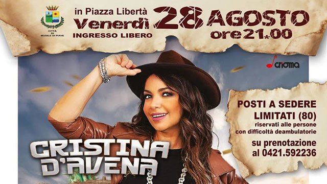 ESTATE A MUSILE DI PIAVE: VENERDÌ ARRIVA CRISTINA D’AVENA